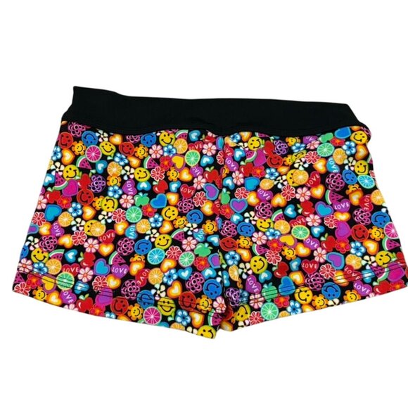 GK Elite Cheer Shorts With Smiley Fruit & Heart Print AS Nylon/Spandex - Picture 3 of 4